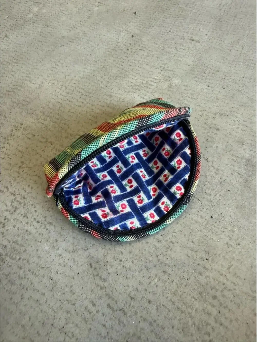 Handmade Bogo Plaid Coin Pouch / Small Zipper Mini Wallet